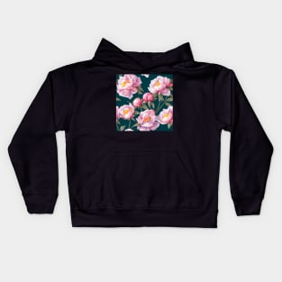 Watercolor peony painting Kids Hoodie